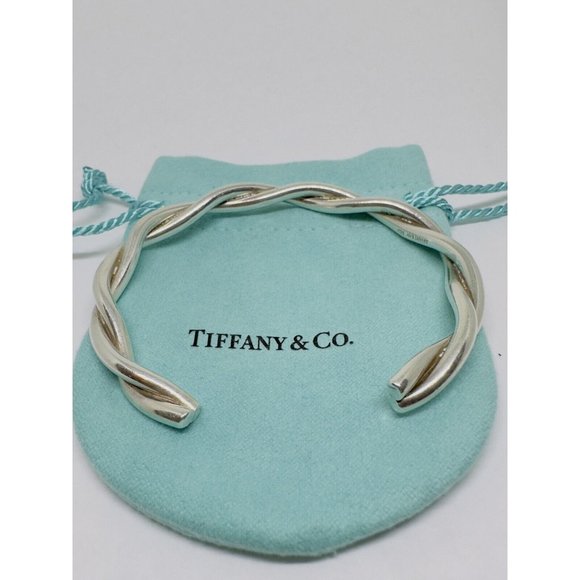 Vintage Tiffany & Co Sterling Silver Twist Cuff Bracelet 7” Including Gap 6MM